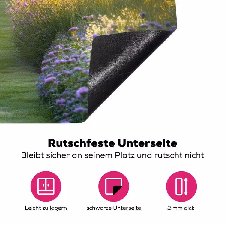 Tuinhuisje - Blauw - Bloemen Inductie beschermer vinyl 3mm klein -zzzzzzz-lf-onderkant