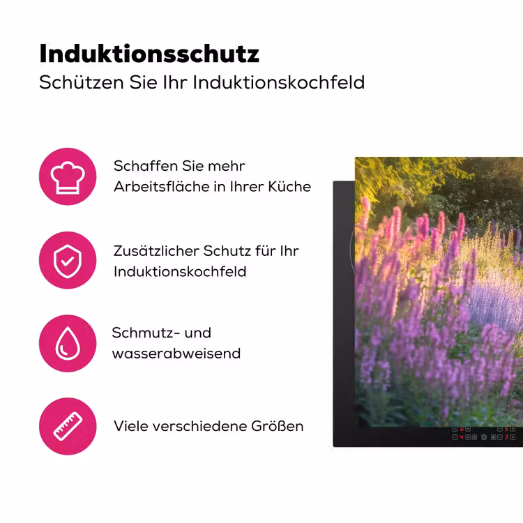 Tuinhuisje - Blauw - Bloemen Inductie beschermer vinyl 3mm klein -zzzzzzz-lf-ups