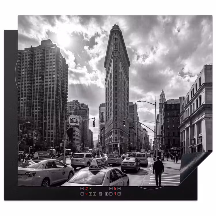 Gebouw - Hoogbouw - Stad - Architectuur - Zwart-wit Inductie beschermer vinyl 3mm middel -3d