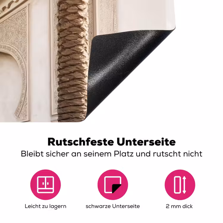 Gebouw - Palmbomen - Beige - Zon Inductie beschermer vinyl 3mm klein -zzzzzzz-lf-onderkant