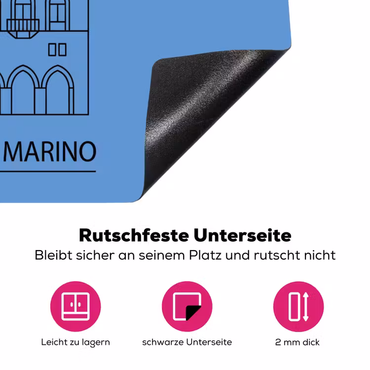 Gebouw - San Marino - Architectuur - Lijntekening - Blauw Inductie beschermer vinyl 3mm middel -zzzzzzz-lf-onderkant