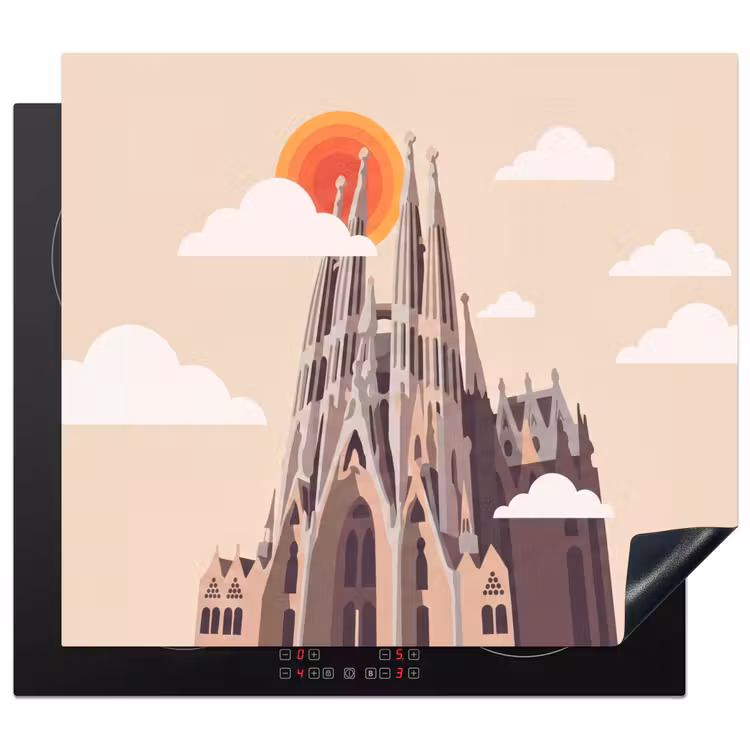 Gebouw - Torens - Architectuur - Abstract - Zonsondergang Inductie beschermer vinyl 3mm middel -3d