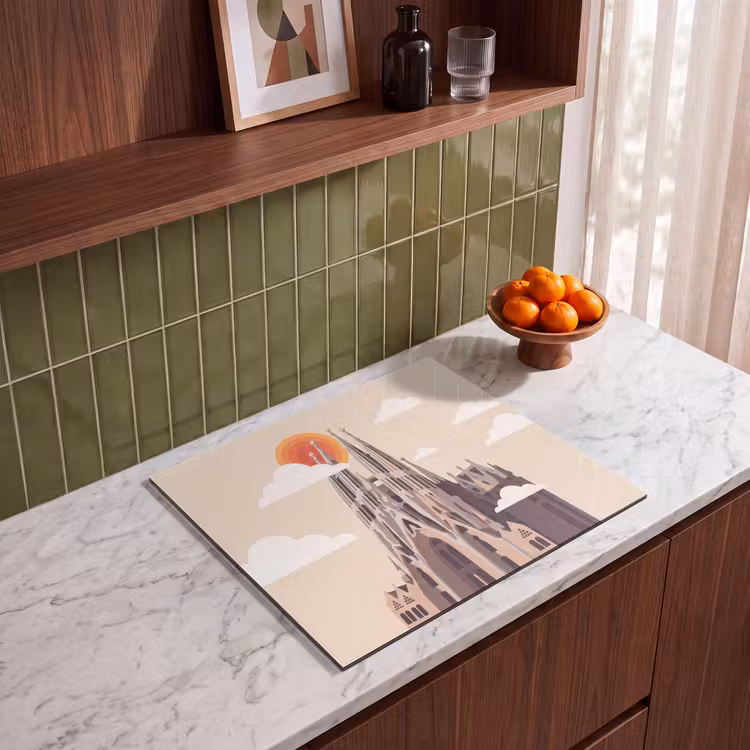 Gebouw - Torens - Architectuur - Abstract - Zonsondergang Inductie beschermer vinyl 3mm middel -sfeer8