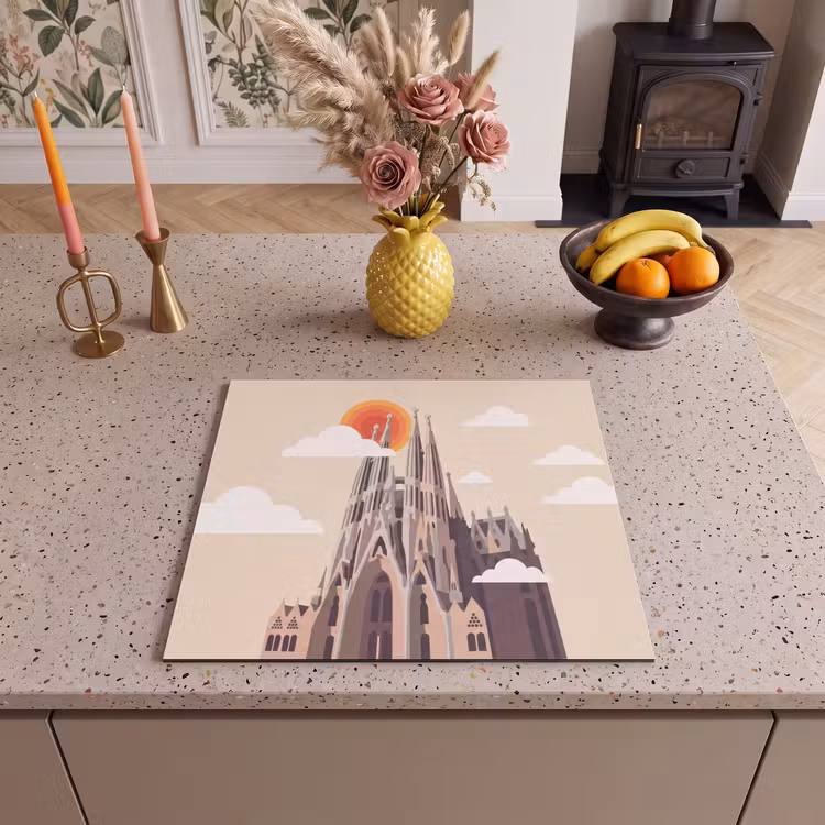 Gebouw - Torens - Architectuur - Abstract - Zonsondergang Inductie beschermer vinyl 3mm middel -sfeer3