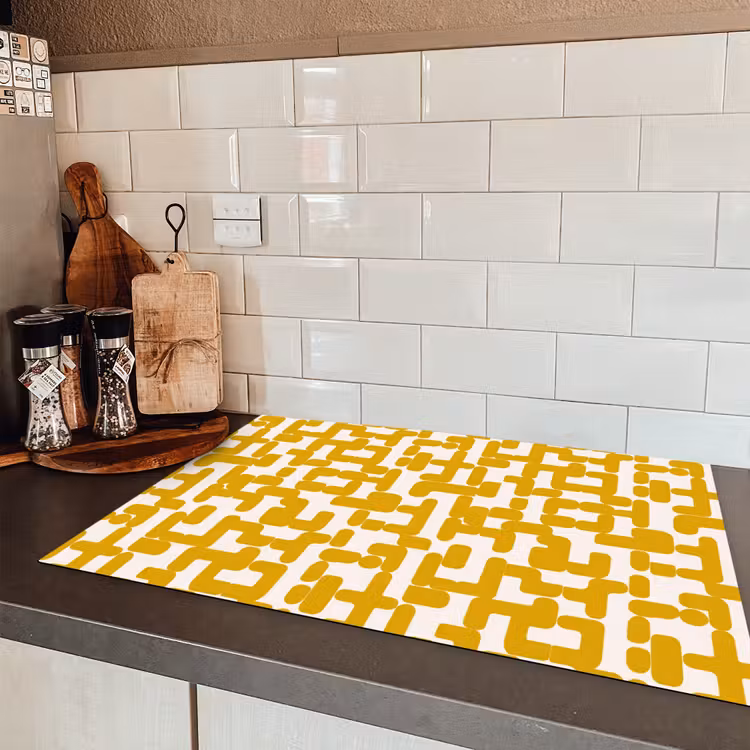 Geel - Beige - Patroon Inductie beschermer vinyl 3mm klein 276 -sfeer3