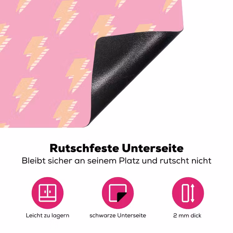 Geel - Bliksem - Roze Inductie beschermer vinyl 3mm klein 276 -zzzzzzz-lf-onderkant