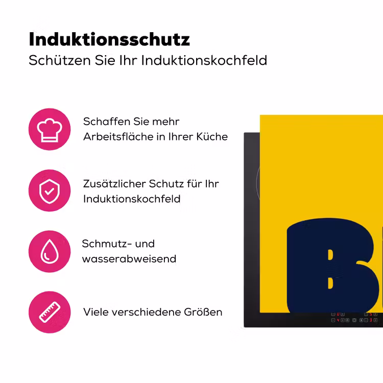 Geel - Think big - Grafisch Inductie beschermer vinyl 3mm klein -zzzzzzz-lf-ups