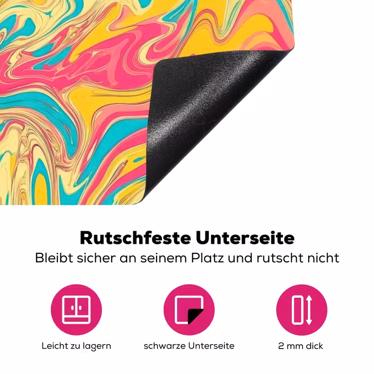 Geel - Roze - Blauw - Retro Inductie beschermer vinyl 3mm klein -zzzzzzz-lf-onderkant