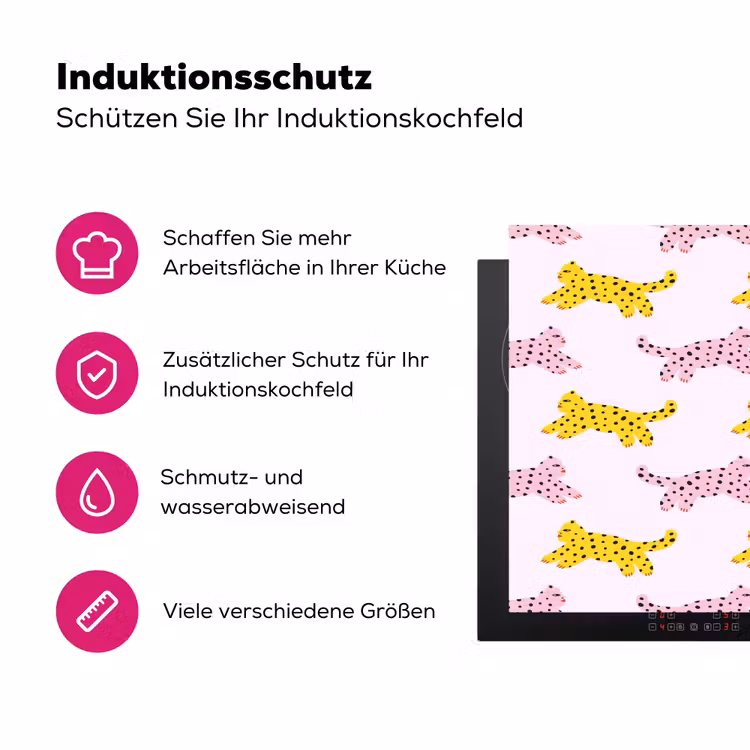 Geel - Roze - Katten - Wit Inductie beschermer vinyl 3mm klein 276 -zzzzzzz-lf-ups