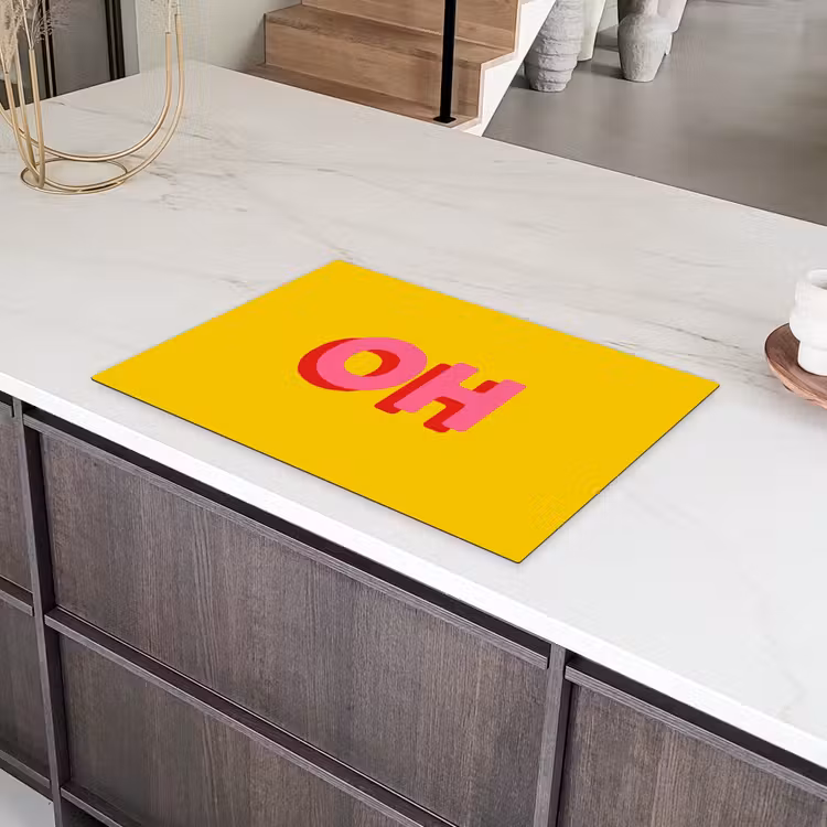 Geel - Roze - Oh - 3D Inductie beschermer vinyl 3mm klein -sfeer8