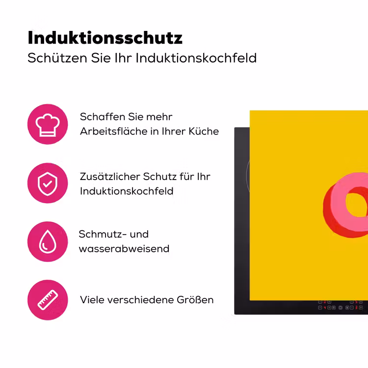 Geel - Roze - Oh - 3D Inductie beschermer vinyl 3mm klein -zzzzzzz-lf-ups