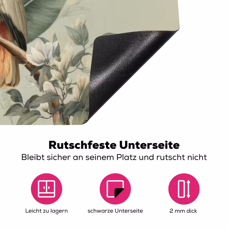 Gele kuifkaketoe - paradijsvogelbloemen - Groen Inductie beschermer vinyl 3mm klein -zzzzzzz-lf-onderkant