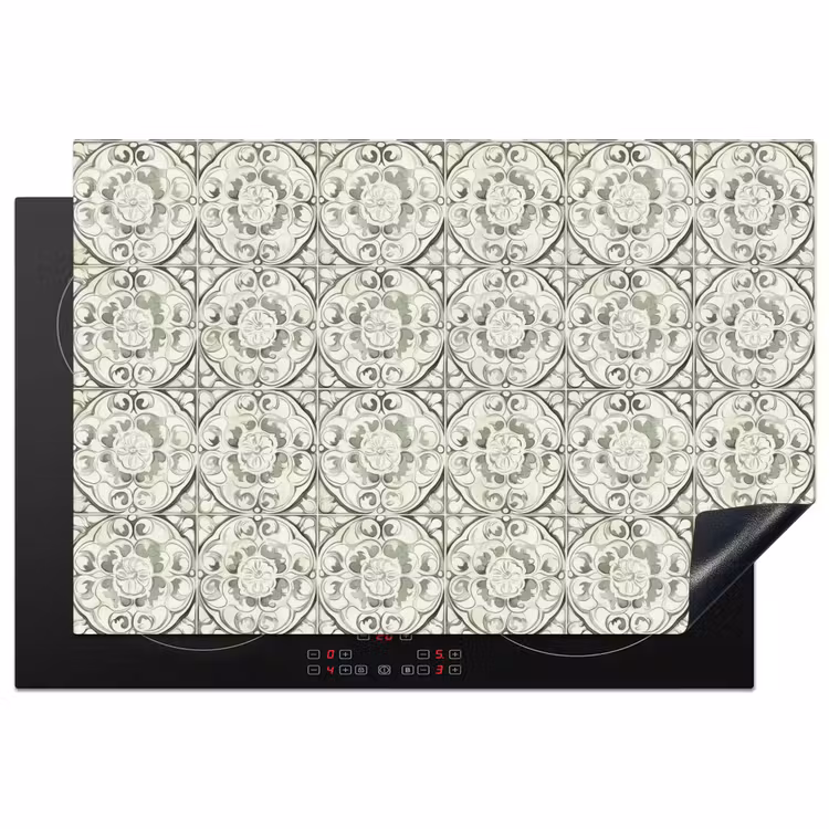 Krulornament - Tegel - Groen Inductie beschermer vinyl 3mm klein 276 -3d