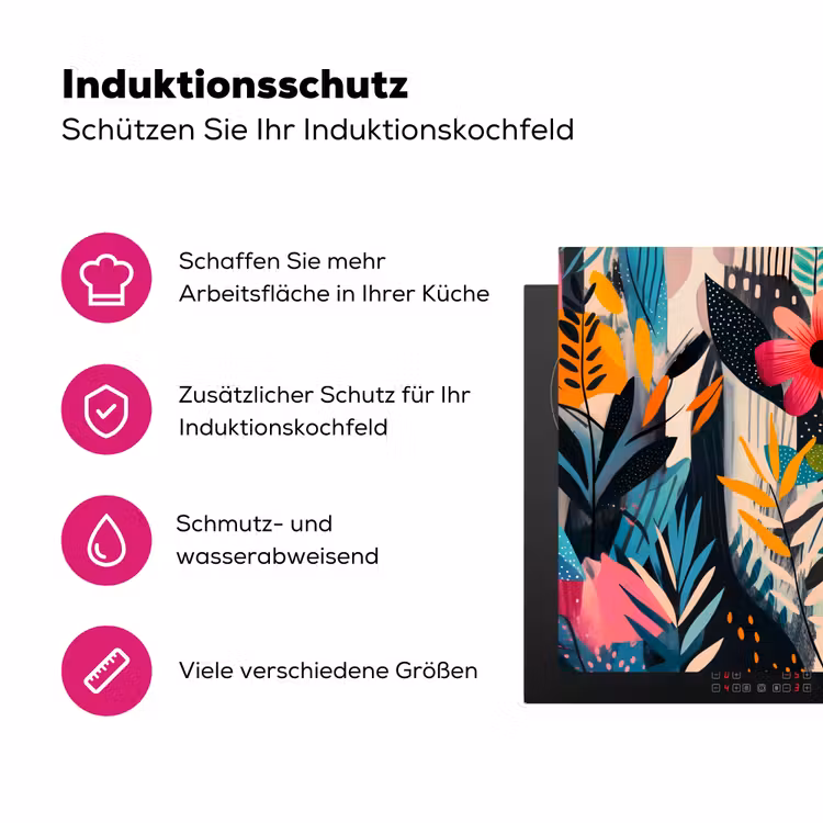 Schilderij - Abstract - Bloemen - Roze Inductie beschermer vinyl 3mm klein -zzzzzzz-lf-ups