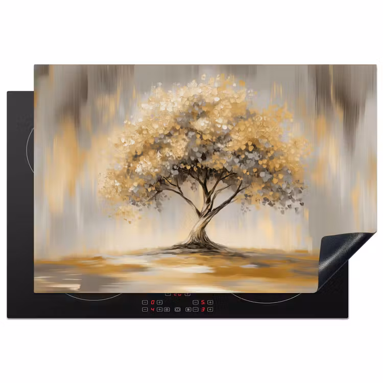 Schilderij - Boom - Abstract - Bladeren Inductie beschermer vinyl 3mm klein -3d