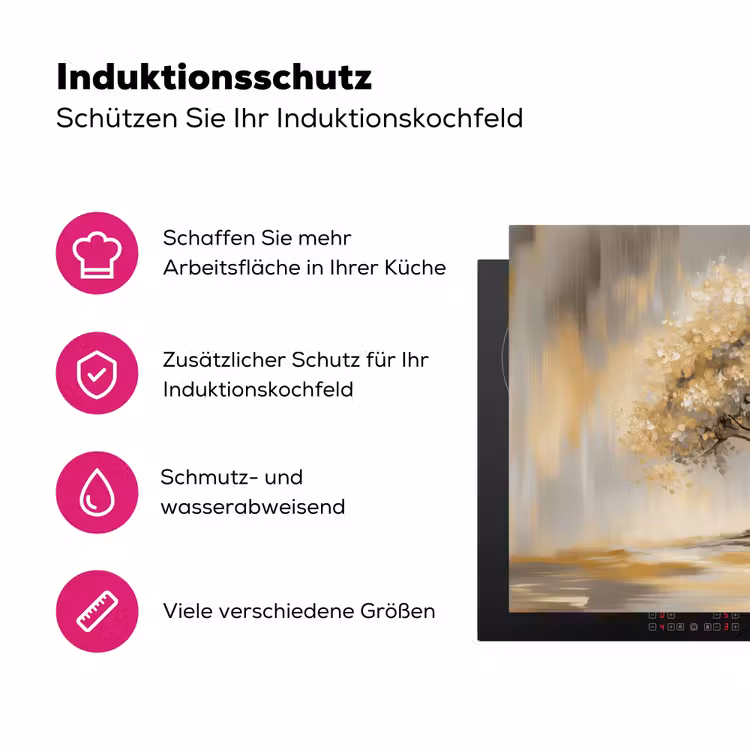 Schilderij - Boom - Abstract - Bladeren Inductie beschermer vinyl 3mm klein -zzzzzzz-lf-ups