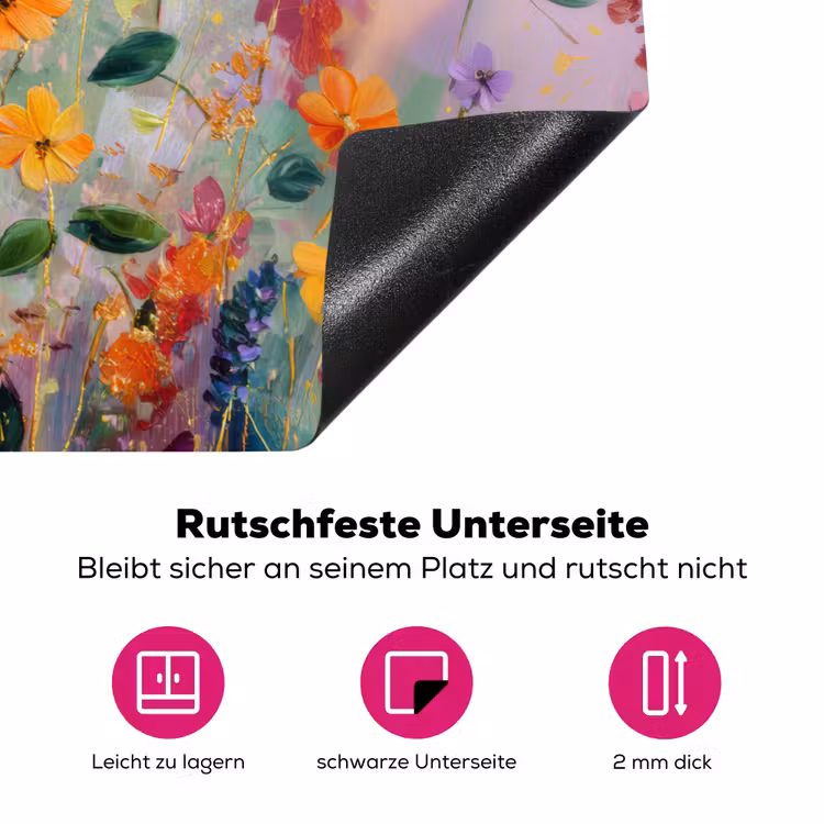 Schilderij - Bloemen - Abstract - Kleurrijk Inductie beschermer vinyl 3mm klein -zzzzzzz-lf-onderkant