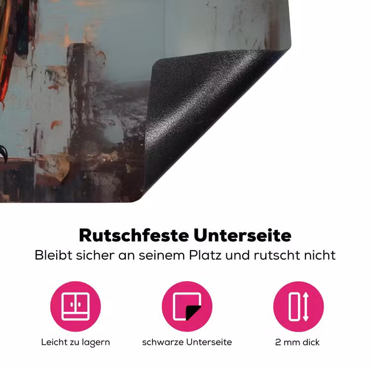Geschilderd - Abstract - Uil - Bruin Inductie beschermer vinyl 3mm klein -zzzzzzz-lf-onderkant