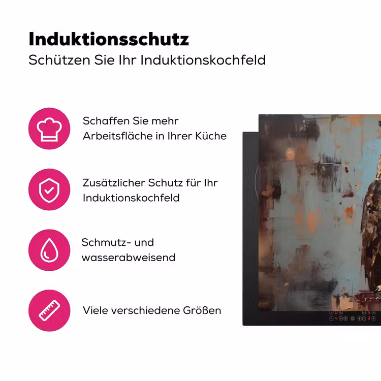 Geschilderd - Abstract - Uil - Bruin Inductie beschermer vinyl 3mm klein -zzzzzzz-lf-ups