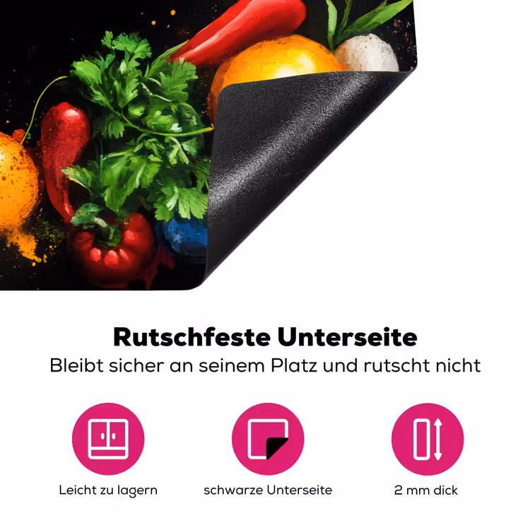 Groente - Graffiti - Kleurrijk - Koken - Abstract Inductie beschermer vinyl 3mm klein -zzzzzzz-lf-onderkant