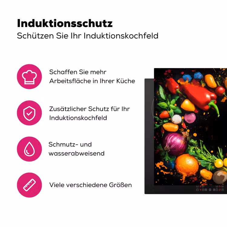 Groente - Graffiti - Kleurrijk - Koken - Abstract Inductie beschermer vinyl 3mm klein -zzzzzzz-lf-ups