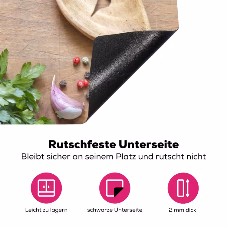 Groente - Houtstructuur - Pollepel - Smiley - Tomaat Inductie beschermer vinyl 3mm middel -zzzzzzz-lf-onderkant
