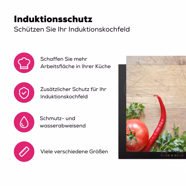 Groente - Houtstructuur - Pollepel - Smiley - Tomaat Inductie beschermer vinyl 3mm middel -zzzzzzz-lf-ups