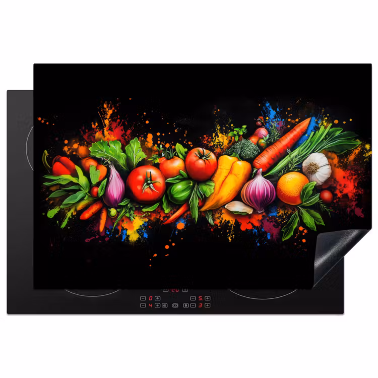 Herdabdeckplatte - Gemüse - Lebensmittel - Kräuter - Graffiti - Kochen