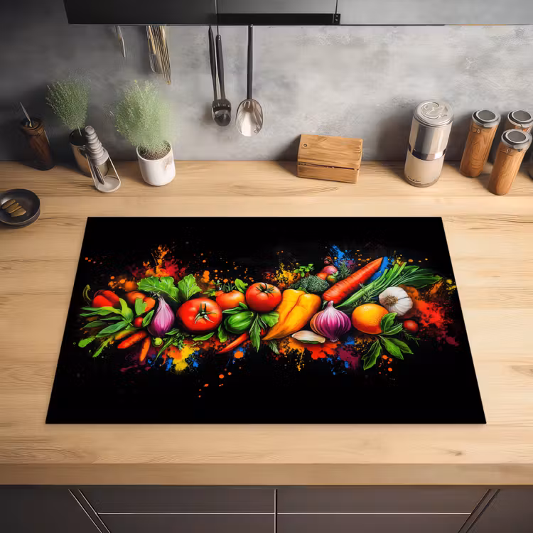 Groente - Eten - Kruiden - Graffiti - Koken Inductie beschermer vinyl 3mm klein -sfeer5