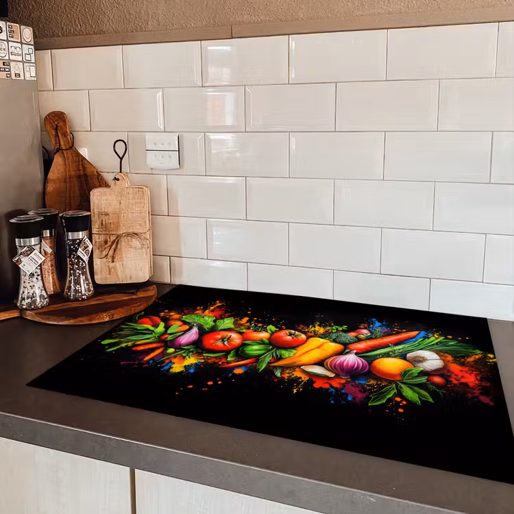 Groente - Eten - Kruiden - Graffiti - Koken Inductie beschermer vinyl 3mm klein -sfeer3