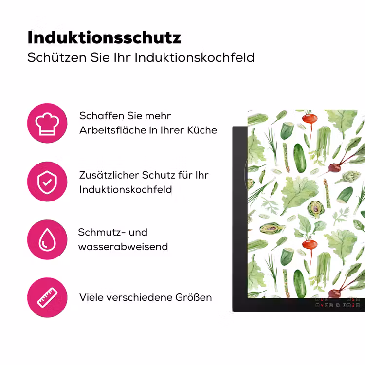Groente - Patroon - Groen - Rood Inductie beschermer vinyl 3mm klein 276 -zzzzzzz-lf-ups