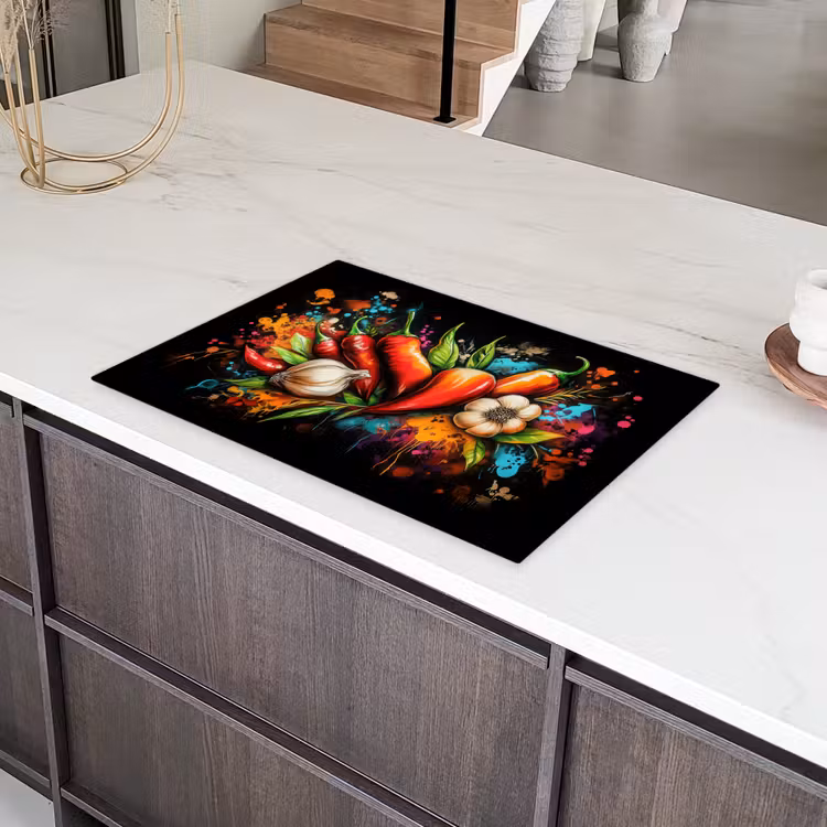 Groente - Peper - Knoflook - Graffiti - Verf - Kleurrijk Inductie beschermer vinyl 3mm klein -sfeer8