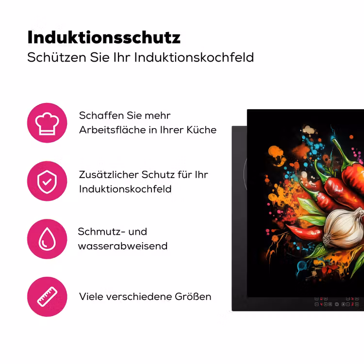 Groente - Peper - Knoflook - Graffiti - Verf - Kleurrijk Inductie beschermer vinyl 3mm klein -zzzzzzz-lf-ups