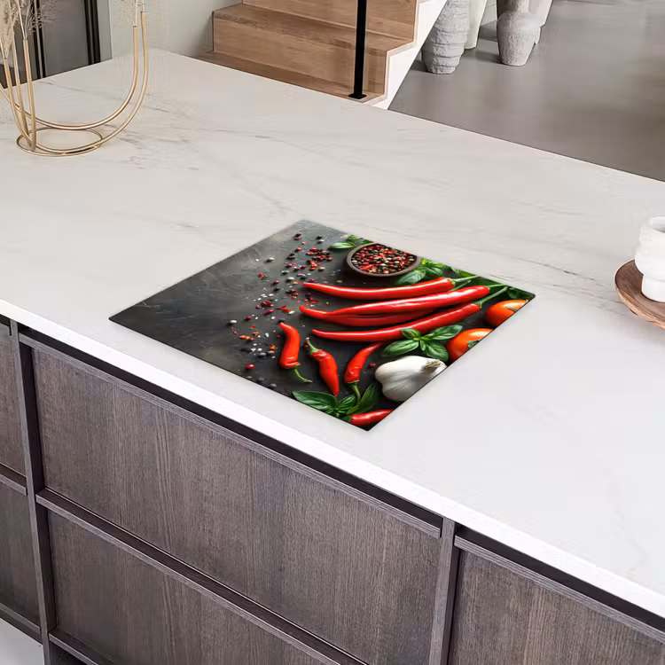 Groente - Peper - Rood - Grijs - Beton Inductie beschermer vinyl 3mm middel -sfeer8