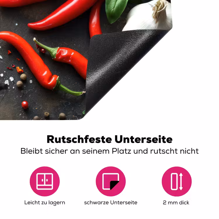 Groente - Peper - Rood - Grijs - Beton Inductie beschermer vinyl 3mm middel -zzzzzzz-lf-onderkant
