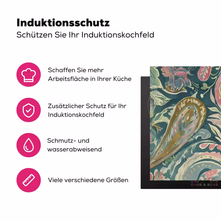 Patroon - Kleurrijk - Sierlijk - Groen Inductie beschermer vinyl 3mm klein -zzzzzzz-lf-ups