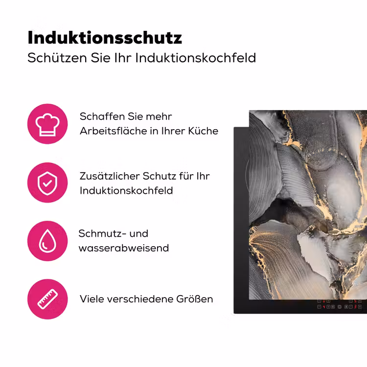 Geologisch Goud op Marmer Inductie beschermer vinyl 3mm klein -zzzzzzz-lf-ups