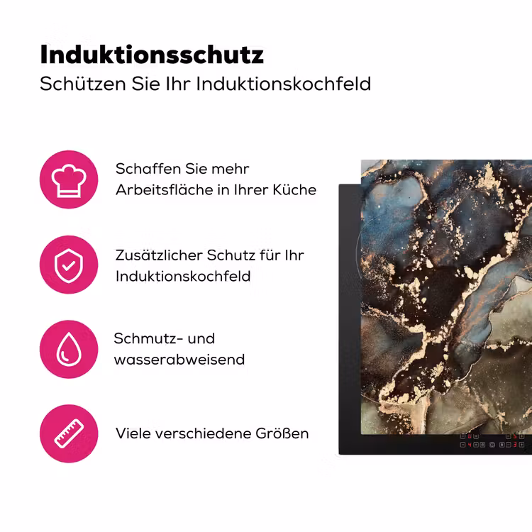 Geologisch Marmeren Wonder Inductie beschermer vinyl 3mm klein -zzzzzzz-lf-ups