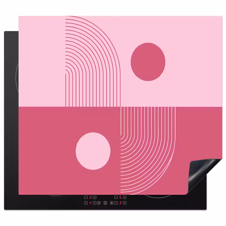 Geometrie - Patroon - Abstract - Roze - Modern Inductie beschermer vinyl 3mm middel -3d