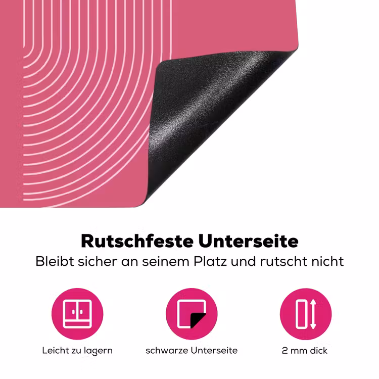 Geometrie - Patroon - Abstract - Roze - Modern Inductie beschermer vinyl 3mm middel -zzzzzzz-lf-onderkant