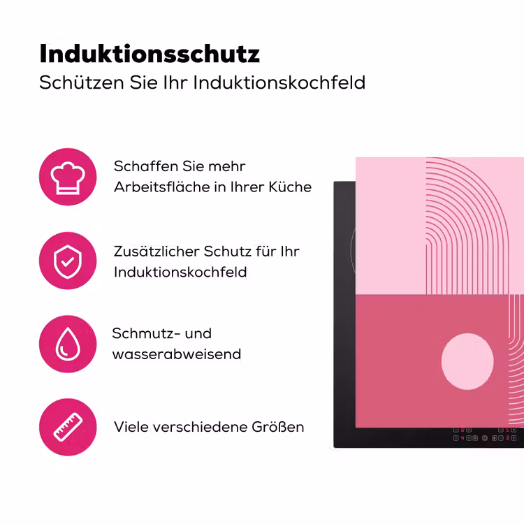 Geometrie - Patroon - Abstract - Roze - Modern Inductie beschermer vinyl 3mm middel -zzzzzzz-lf-ups