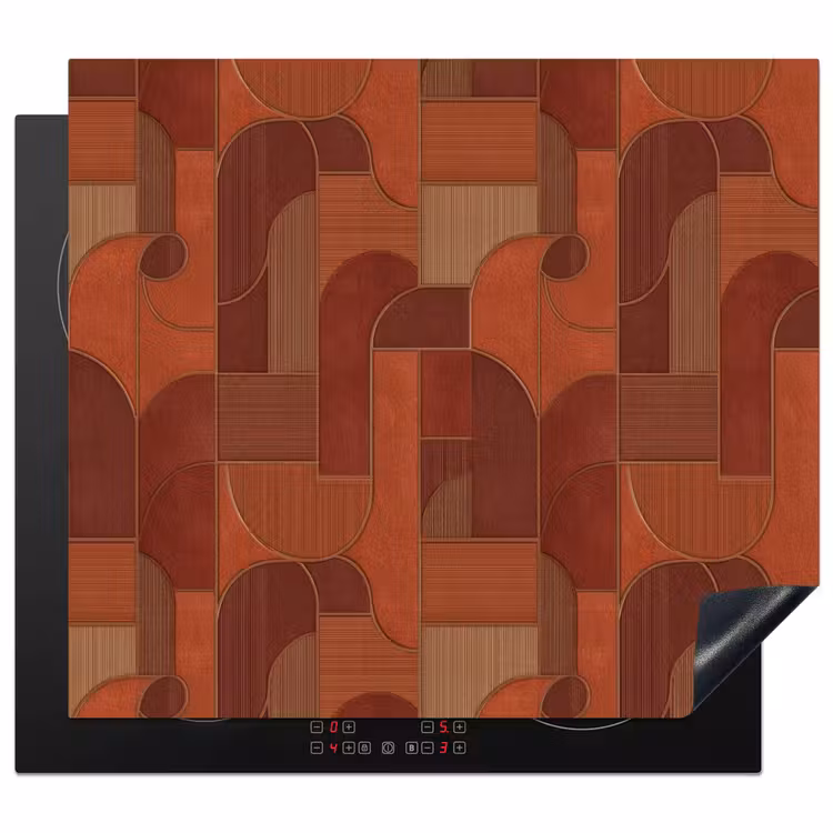 Geometrisch - Abstract - Textuur - Bruin Inductie beschermer vinyl 3mm middel 274 -3d