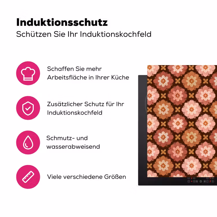 Geometrisch - Bloemen - Kleurrijk Inductie beschermer vinyl 3mm klein 276 -zzzzzzz-lf-ups