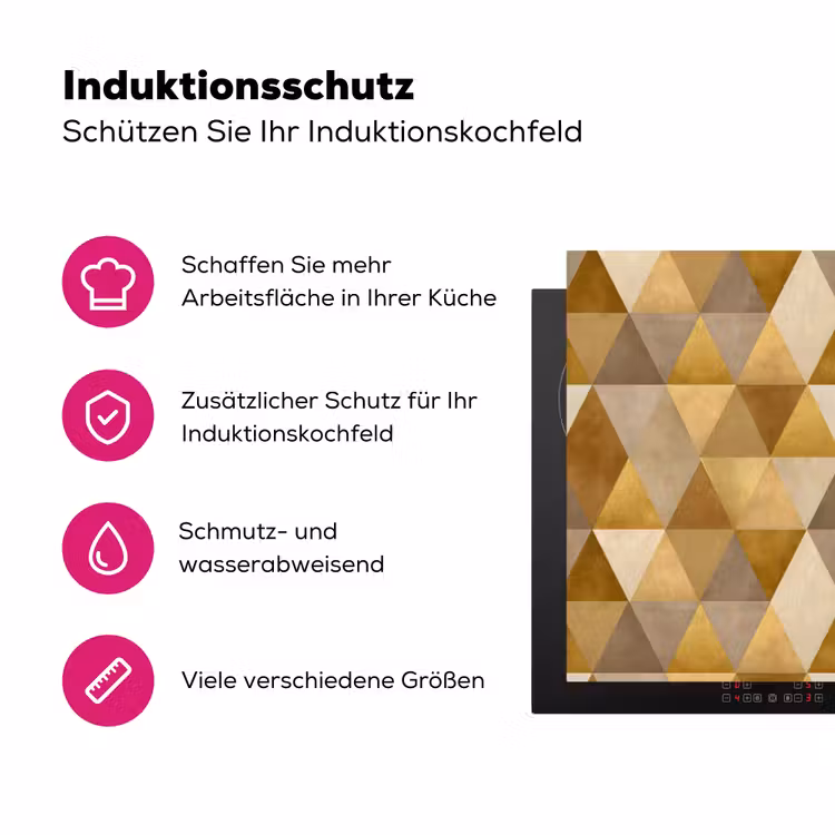 Geometrisch - Driehoek - Goud Inductie beschermer vinyl 3mm klein 276 -zzzzzzz-lf-ups