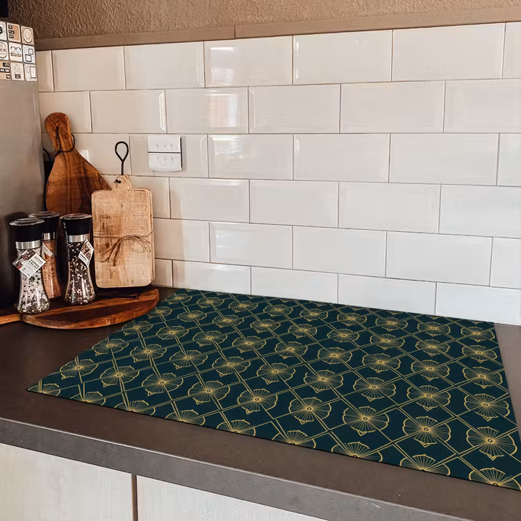 Geometrisch - Elegant - Groen Inductie beschermer vinyl 3mm klein 276 -sfeer3