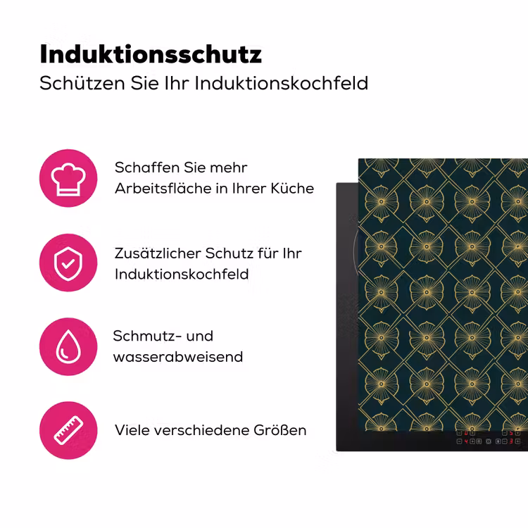 Geometrisch - Elegant - Groen Inductie beschermer vinyl 3mm klein 276 -zzzzzzz-lf-ups