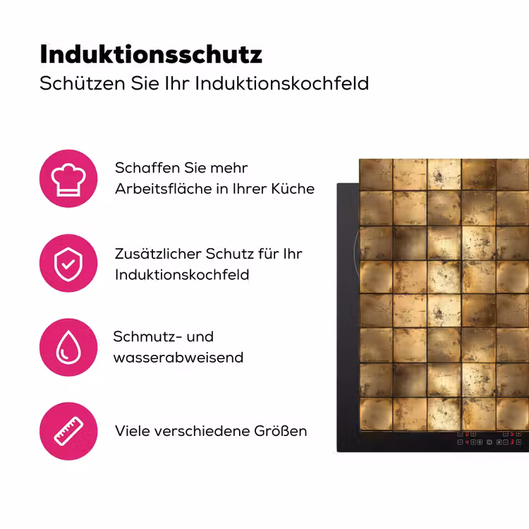 Geometrisch - Tegels - Goud Inductie beschermer vinyl 3mm klein 276 -zzzzzzz-lf-ups