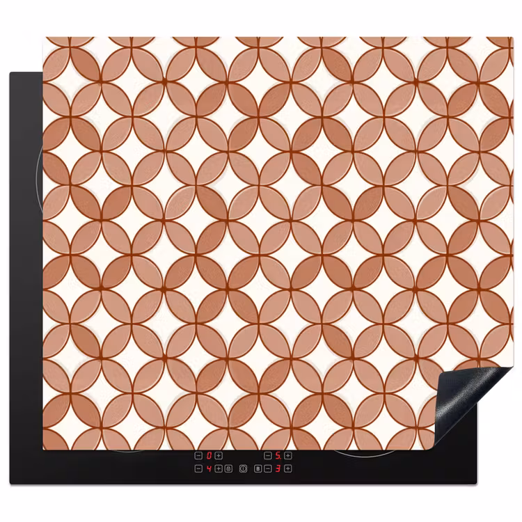 Geometrisch - Cirkels - Modern - Terracotta Inductie beschermer vinyl 3mm middel 274 -3d
