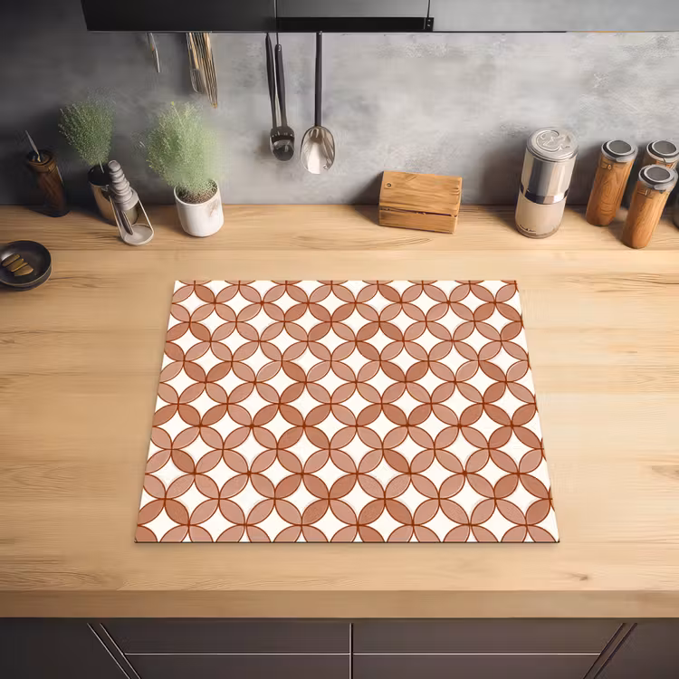 Geometrisch - Cirkels - Modern - Terracotta Inductie beschermer vinyl 3mm middel 274 -sfeer5