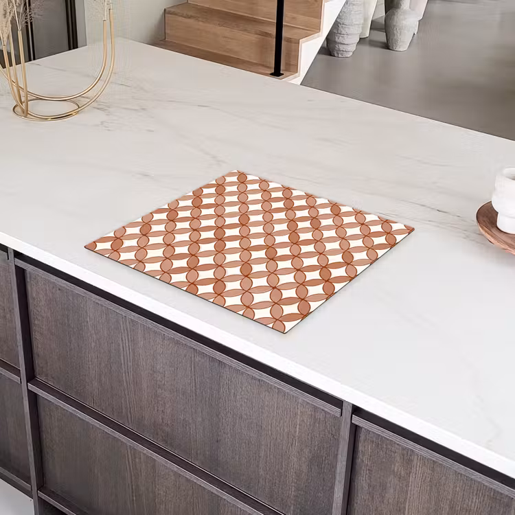 Geometrisch - Cirkels - Modern - Terracotta Inductie beschermer vinyl 3mm middel 274 -sfeer8